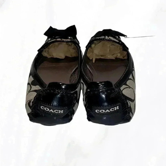 Coach print stylish casual ballerina bow detail black silver slippers flats 6.5 - Picture 3 of 4